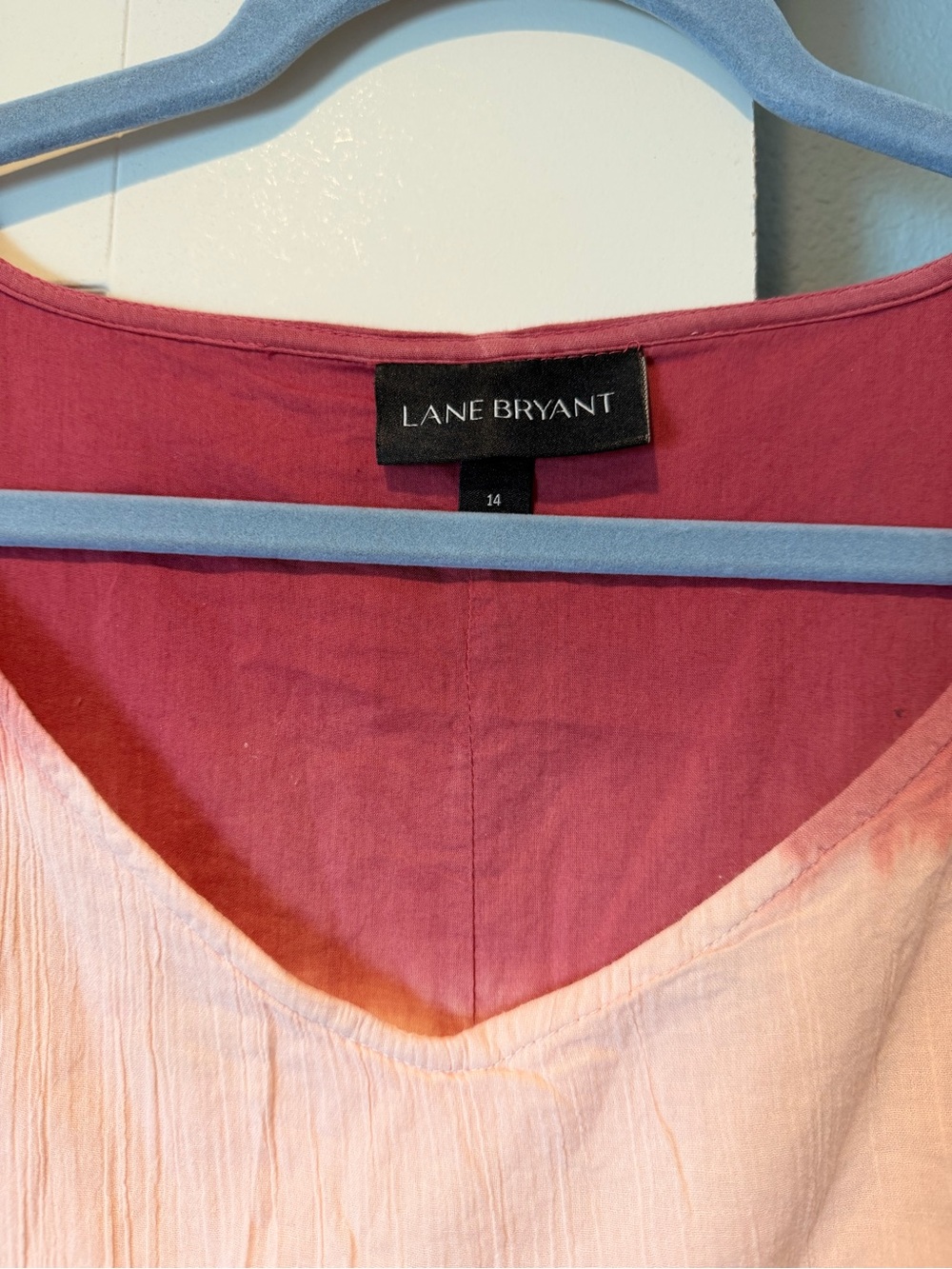 NWOT Lane Bryant Pink Ombre V-Neck Peasant Tunic - Picture 4 of 6